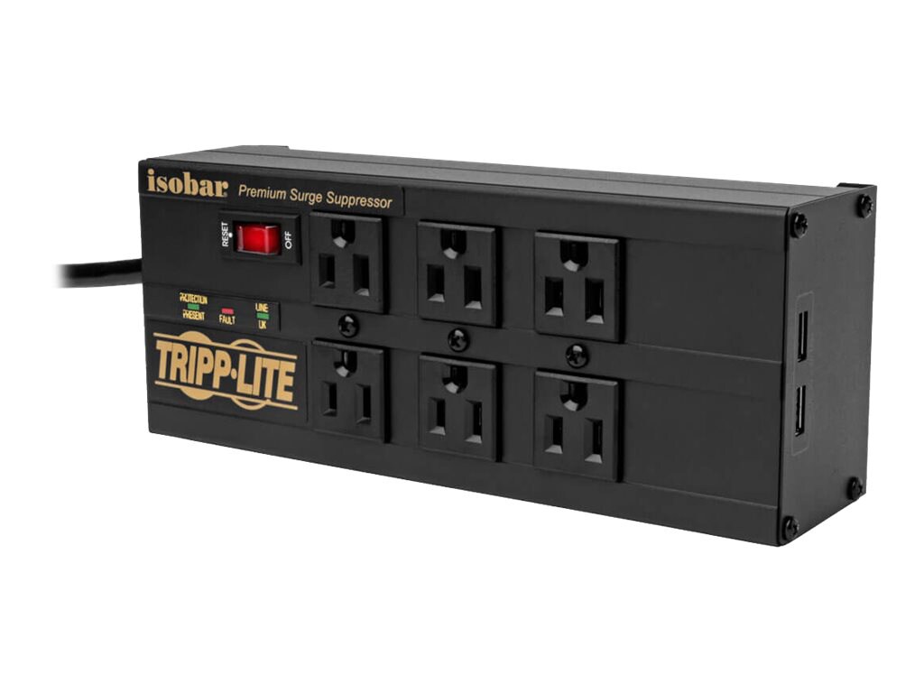 Tripp Lite Isobar Surge Protector 6 Outlet 2 USB Charging Ports 10ft Cord