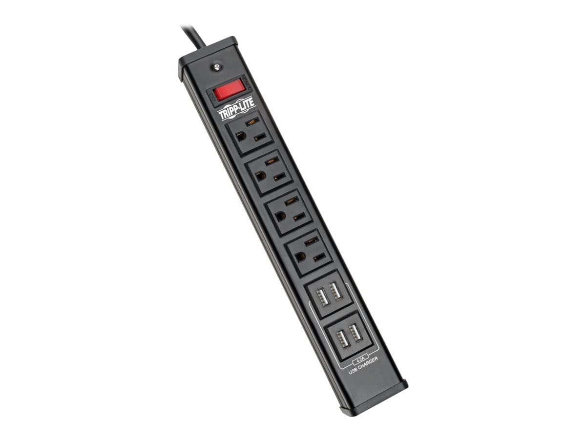 Tripp Lite Metal Surge Protector Strip 4-Outlet 4 USB Ports 6ft Cord 450J