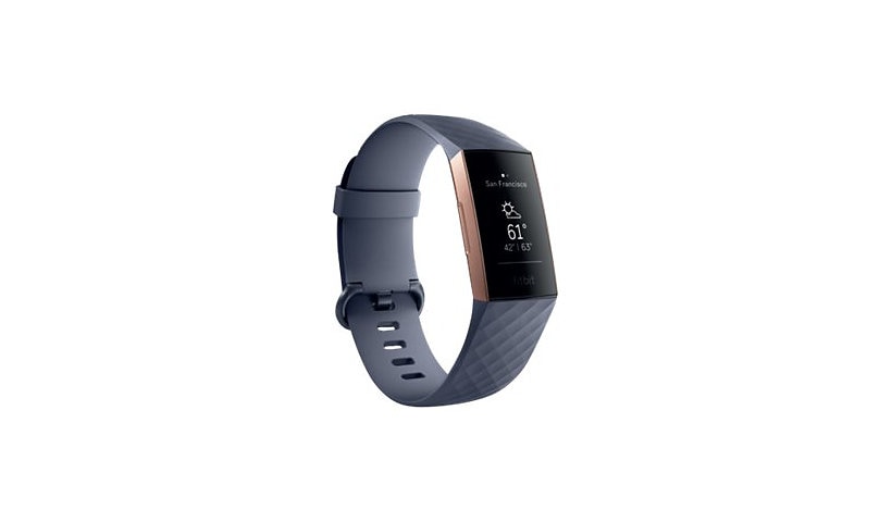 Fitbit Charge 3 - rose gold - activity tracker with sport band - blue gray