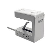 Tripp Lite 6-Outlet Surge Protector w/2 USB-A (2.4A Shared) &amp; 1 USB-C (3A) - 8 ft. Cord, 1080 Joules, Desk Clamp -