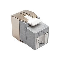 Tripp Lite Cat6a Keystone Jack with Dust Shutter, 180-Degree Toolless - Silver - 1 x RJ-45 Female - Cat6a UTP - 110