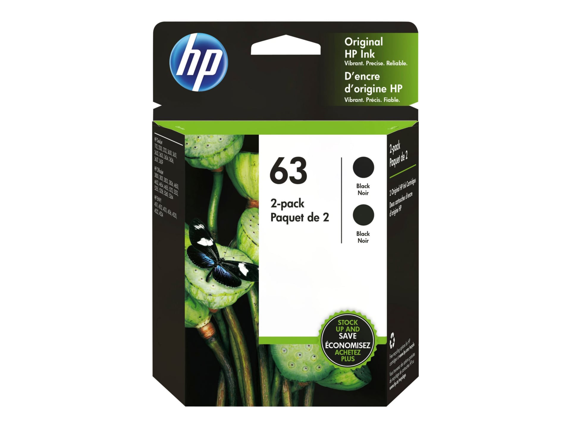 HP 63 - 2-pack - black - original - ink cartridge