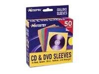 Memorex CD/DVD Sleeves- Assorted Colors, 50 pack