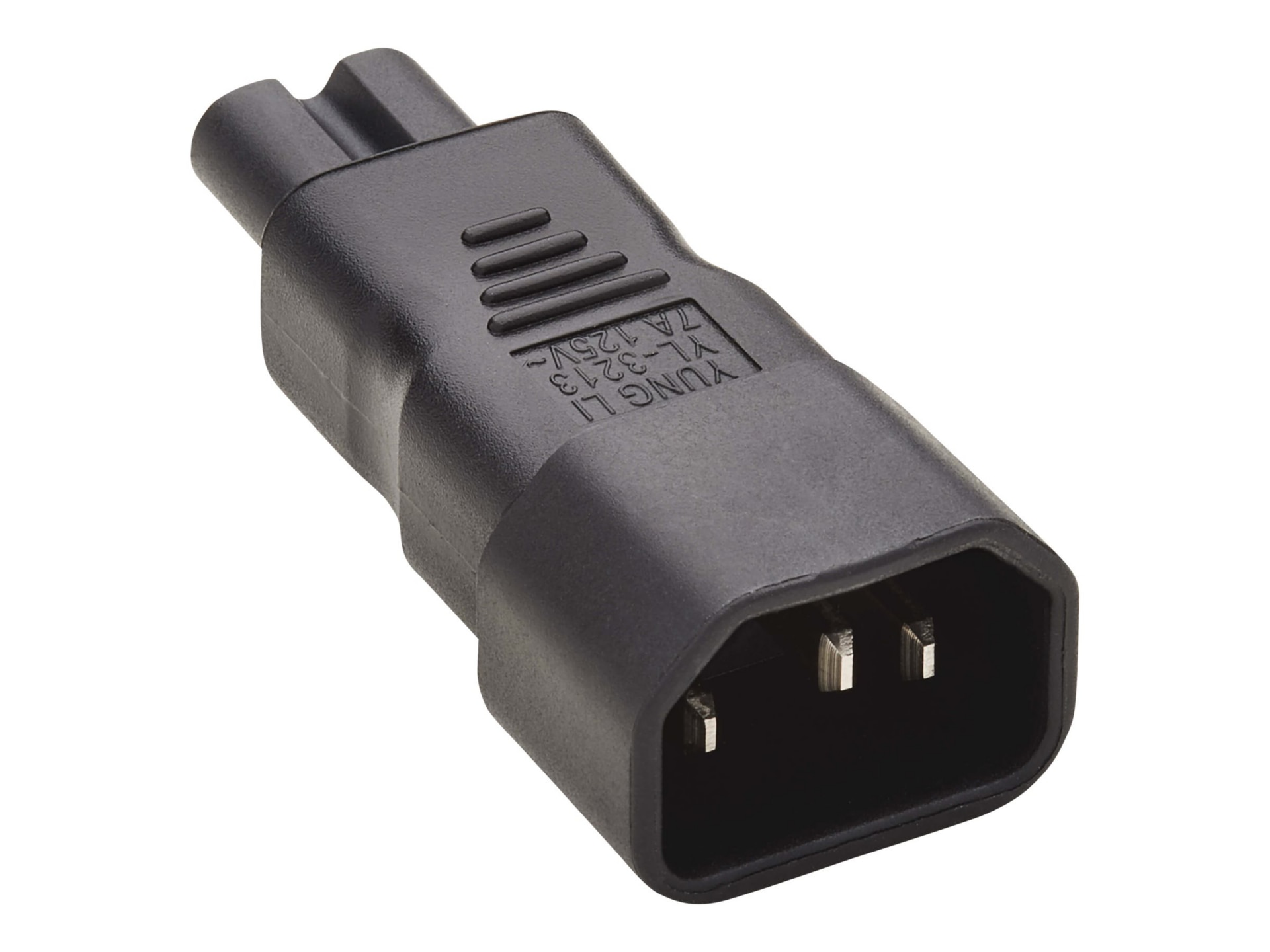 Eaton Tripp Lite Series IEC C14 to IEC C7 Power Cord Adapter - 7A, 125V, Black - power connector adapter - IEC 60320 C14