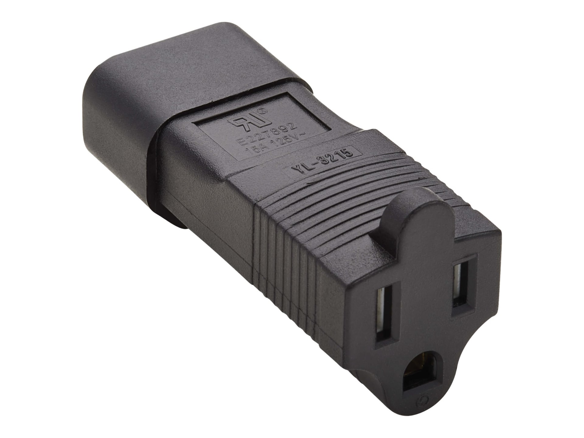 Tripp Lite NEMA 5-15R to C14 Power Cord Adapter - 15A, 125V, Black - power connector adapter - NEMA 5-15R to IEC 60320