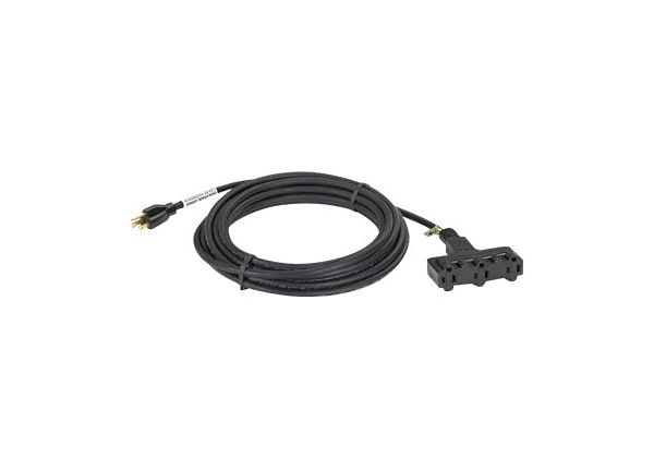 Black Box 25ft Heavy Duty In/Out Power Extension Cord,Triple-Outlet, 14/3