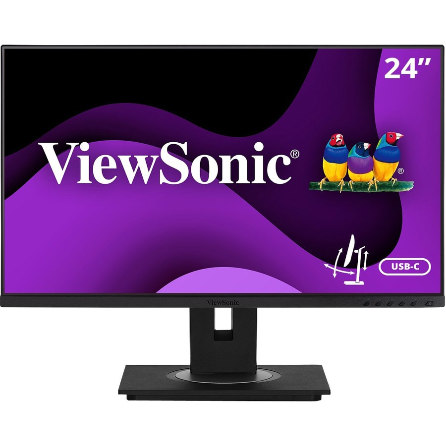 ViewSonic VG2455 24 Inch IPS 1080p Monitor with USB C, HDMI, DisplayPort, VGA and 40 Degree Tilt Ergonomics for Home and