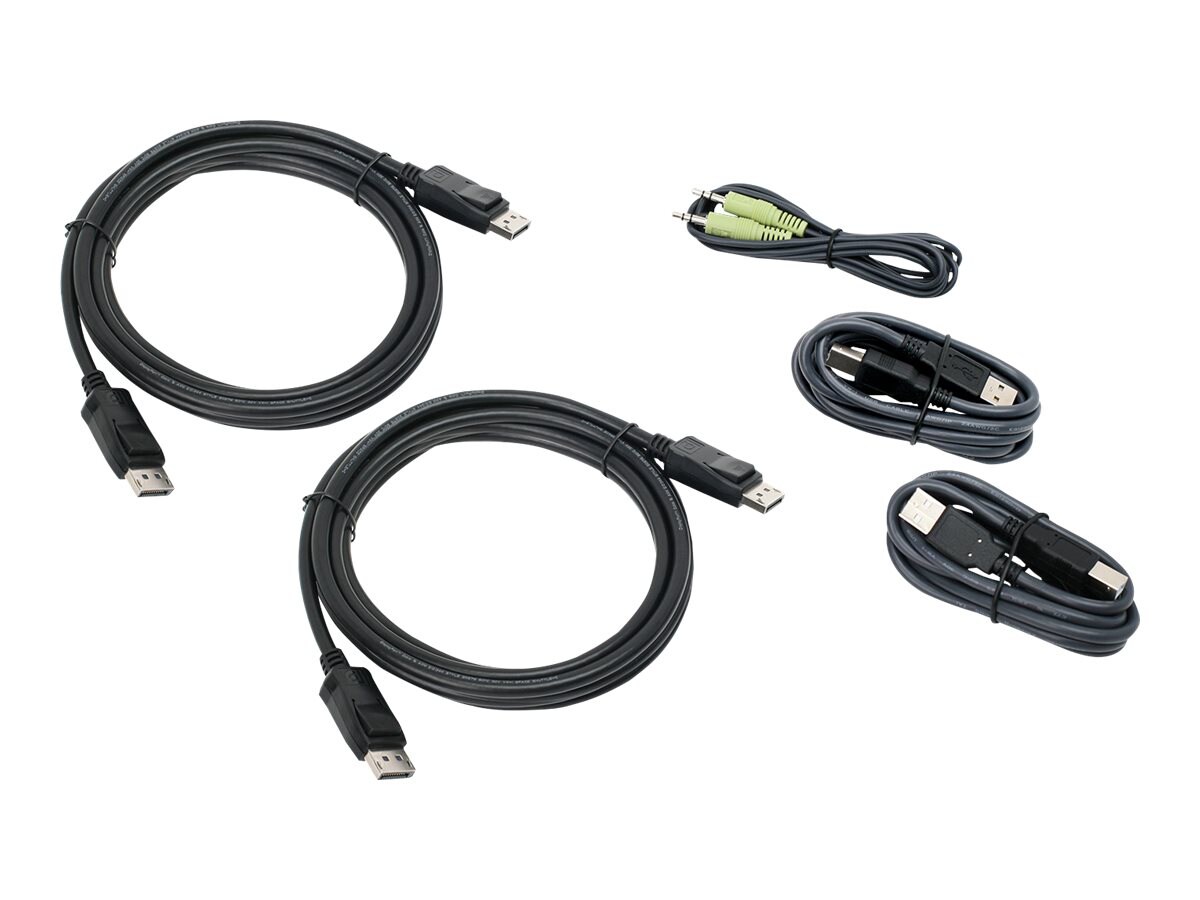 IOGEAR 10 Ft. Dual View DisplayPort, USB KVM Cable Kit with Audio (TAA)