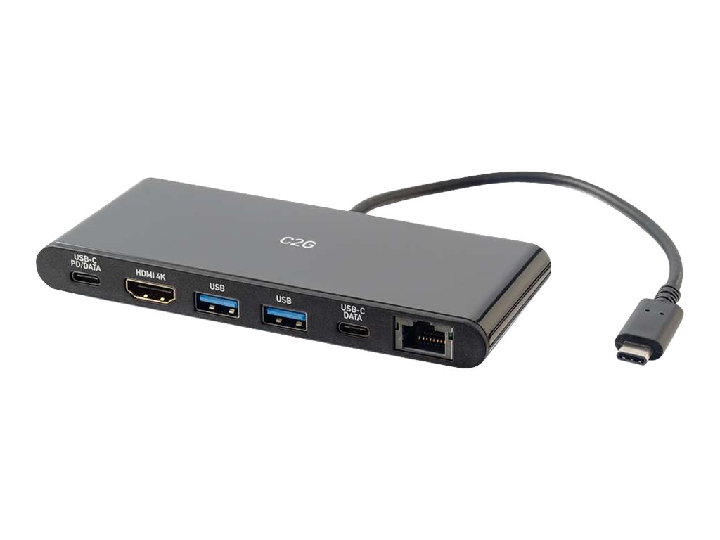 C2G USB C Docking Station with 4K HDMI, USB, Ethernet, and USB C - Power De