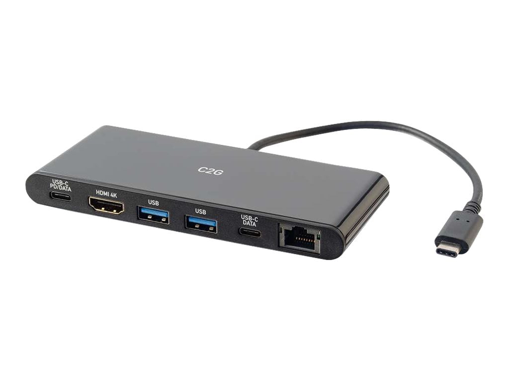 C2G USB C Docking Station with 4K HDMI, USB, Ethernet, and USB C - Power Delivery up to 60W