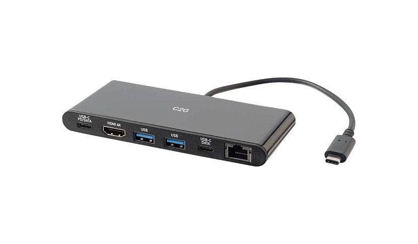 C2G USB C Docking Station with 4K HDMI, USB, Ethernet, and USB C - Power Delivery up to 60W