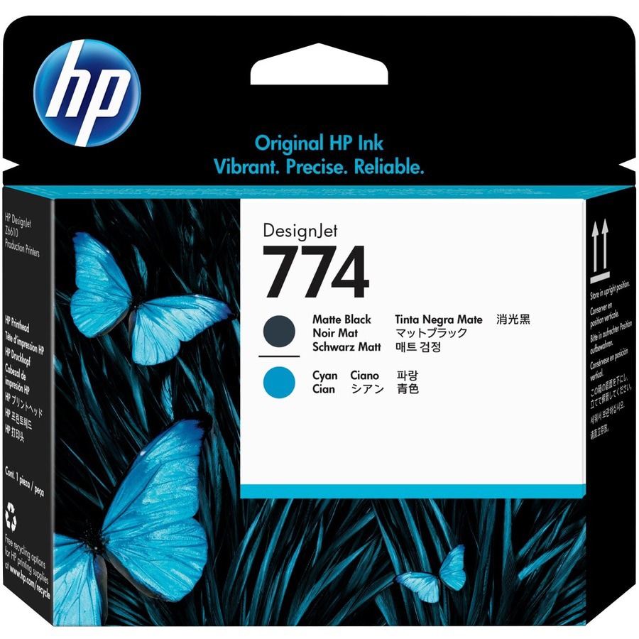 HP 774 Original Inkjet Printhead - Matte Black, Matte Cyan Pack