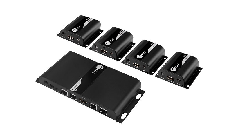 SIIG 4-Port HDMI Splitter over Cat6 Extender with IR - video/audio/infrared extender - HDbitT - TAA Compliant