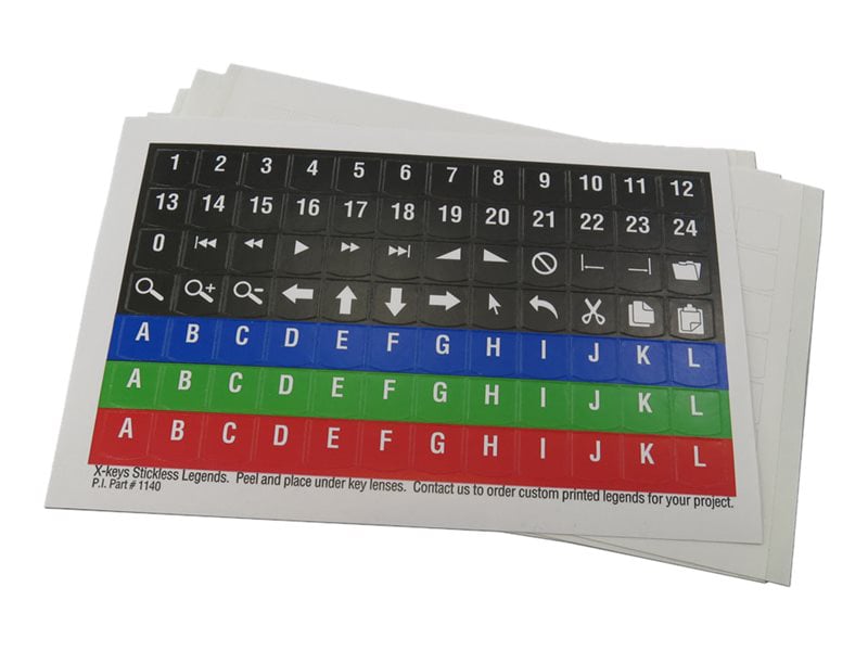 P.I. Engineering X-keys Pre-Printed Legends - keyboard key stickers