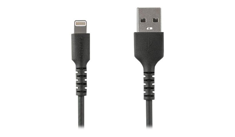 StarTech.com 6 foot/2m Durable Black USB-A to Lightning Cable, Rugged Heavy Duty Charging/Sync Cable for Apple