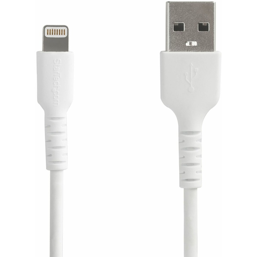 StarTech.com 6 foot/2m Durable White USB-A to Lightning Cable, Rugged Heavy Duty Charging/Sync Cable for Apple