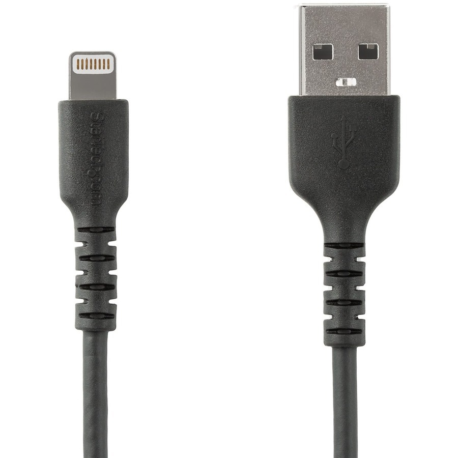 StarTech.com 3 foot/1m Durable Black USB-A to Lightning Cable, Rugged Heavy Duty Charging/Sync Cable for Apple