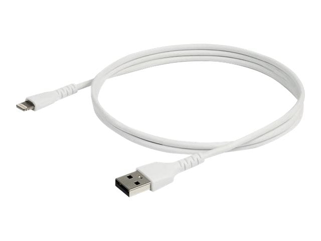 StarTech.com 3 foot/1m Durable White USB-A to Lightning Cable, Rugged Heavy Duty Charging/Sync Cable for Apple