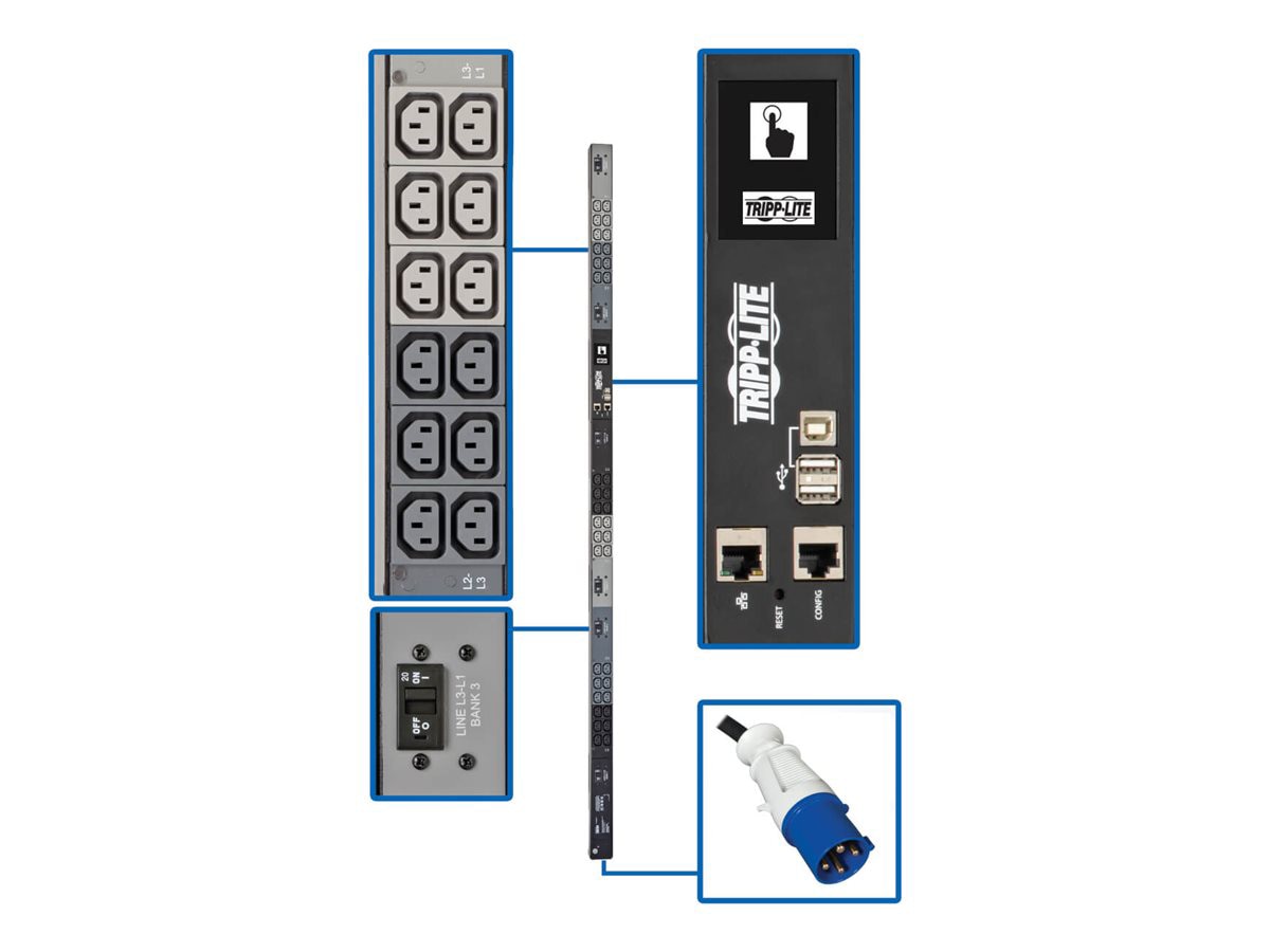 Eaton Tripp Lite Series 18.7kW 3-Phase Monitored PDU w/LX Platform, 208/240