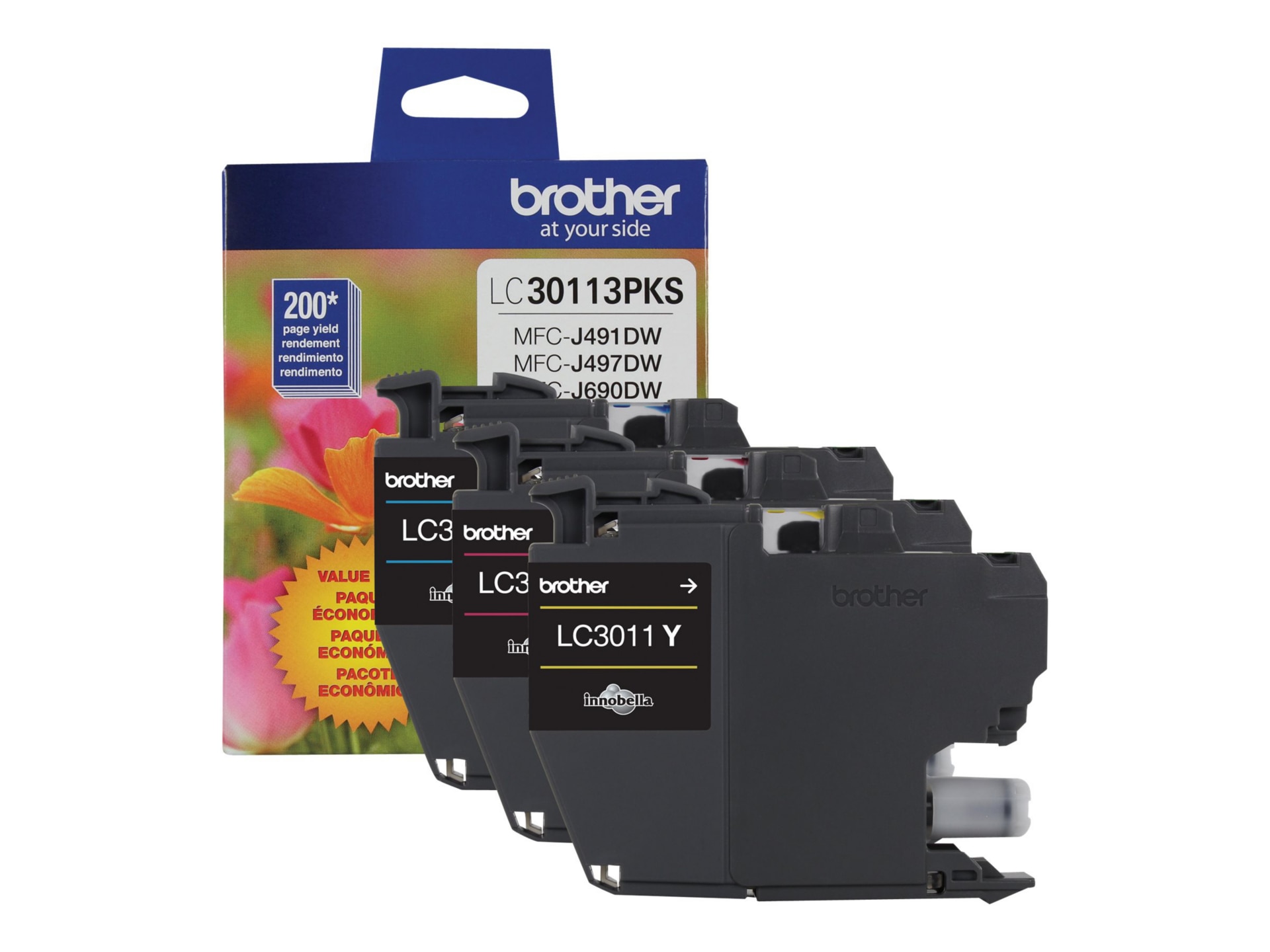 Brother LC30113PKS - 3-pack - yellow, cyan, magenta - original - ink cartridge