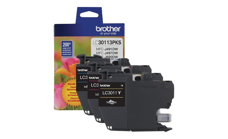 Brother Lc30113pks 3 Pack Yellow Cyan Magenta Original Ink Cartri Lc30113pks Ink Toner Cdw Com