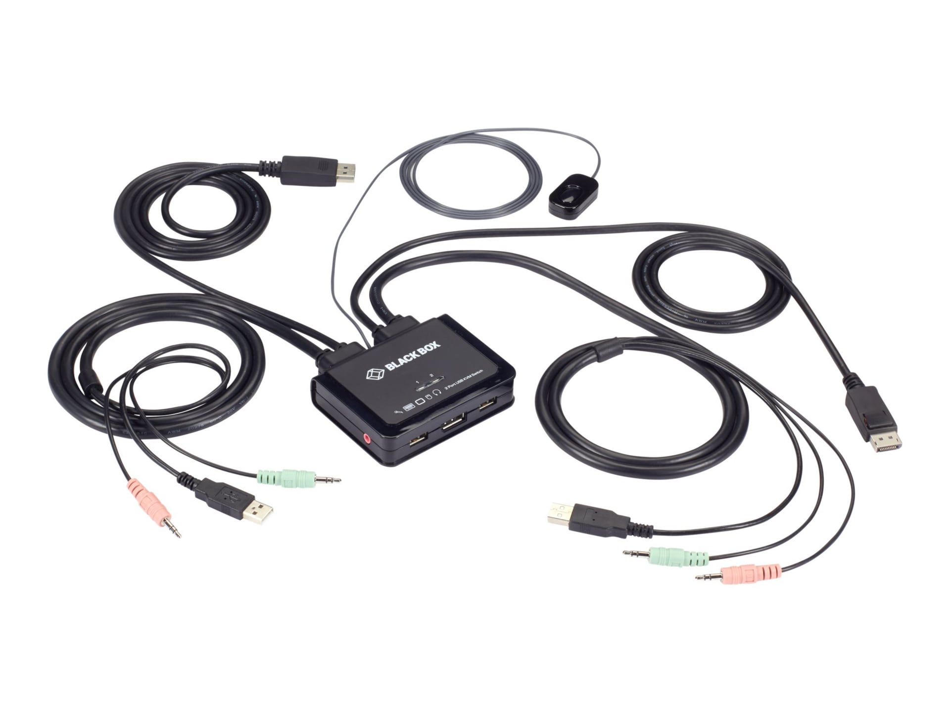 Black Box 2-Port 4K60 DisplayPort Cable KVM Switch, supports 1080p @ 120Hz