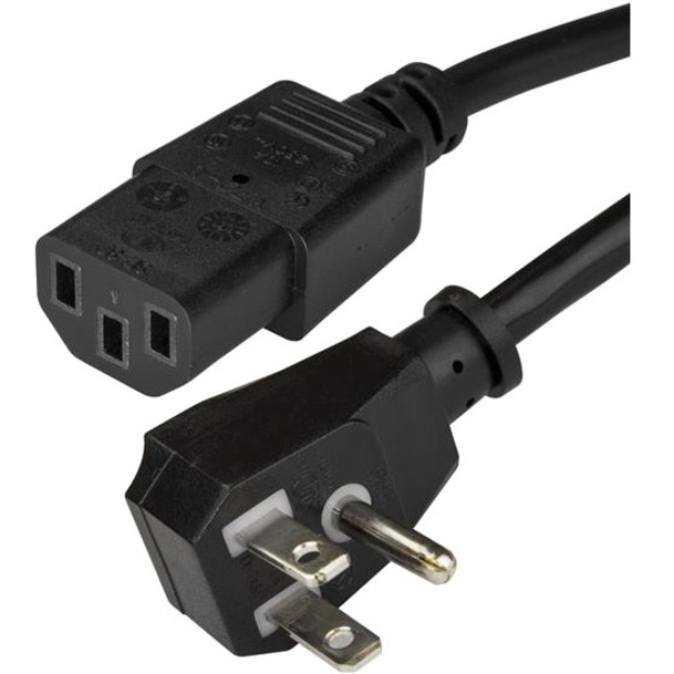 StarTech.com 10ft (3m) Computer Power Cord, Flat 5-15P to C13, 10A 125V, 18AWG, Black Replacement AC PC Power Cord,