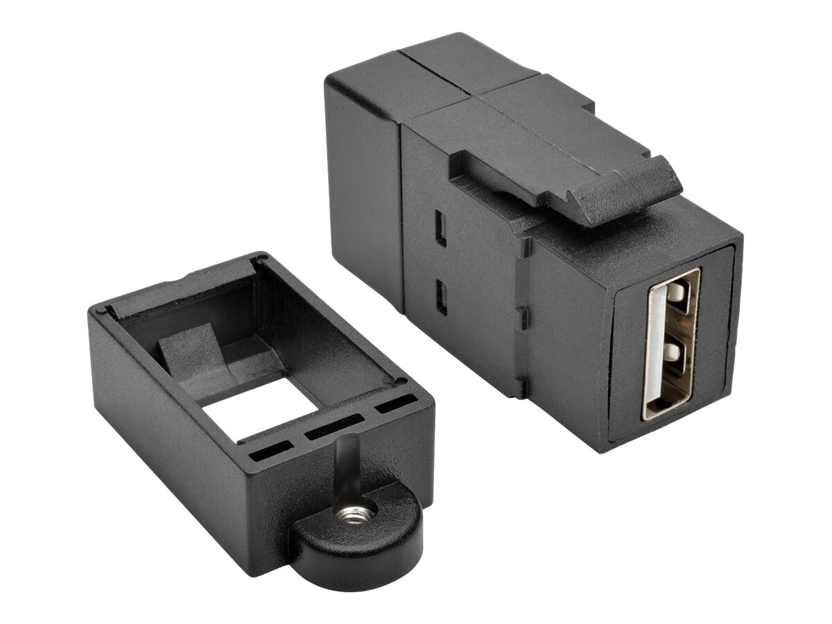 Tripp Lite USB 2.0 Keystone Panel Mount Coupler All-in-One F/F USB-A Black - USB adapter - USB to USB