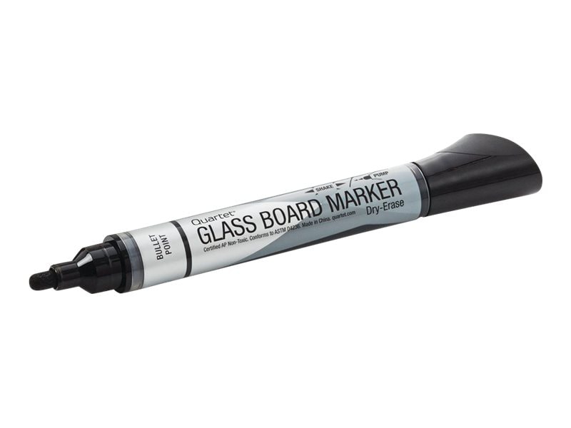 Quartet Premium Glass Board Bullet Dry-Erase Markers - Black,12 Pack