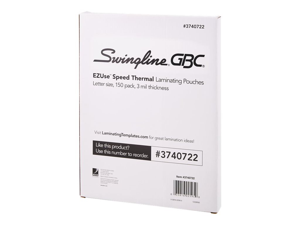 GBC Swingline EZUse 3mil Thermal Laminating Pouches - 150 Pieces