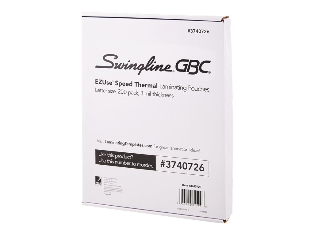 GBC Swingline EZUse 3mil Thermal Laminating Pouches - 200 Pieces