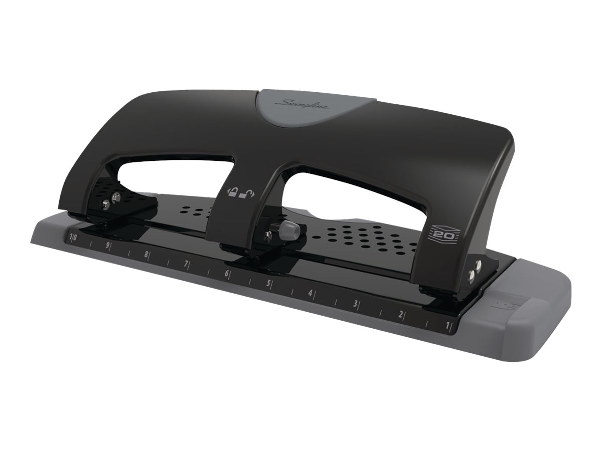 Swingline SmartTouch hole punch - 20 sheets - 3 holes - metal - gray, black