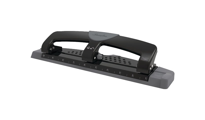 Swingline SmartTouch hole punch - 12 sheets - 3 holes - metal - gray, black