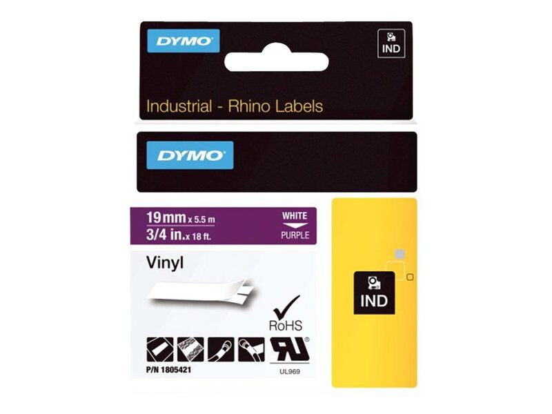 Dymo Rhino Coloured Vinyl - tape - 1 cassette(s) - Roll (1.9 cm x 5.5 m)