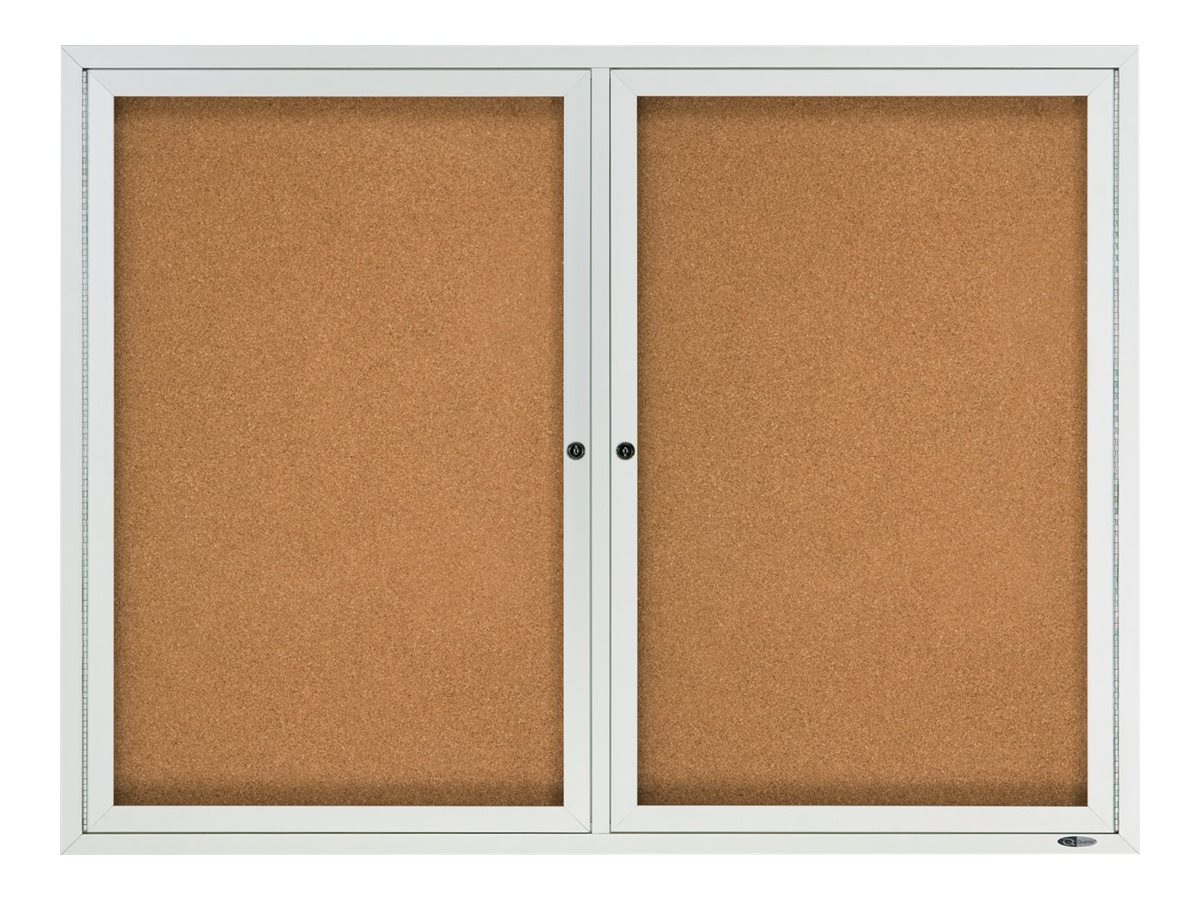 Quartet enclosed bulletin board - 48 in x 35.98 in - brown