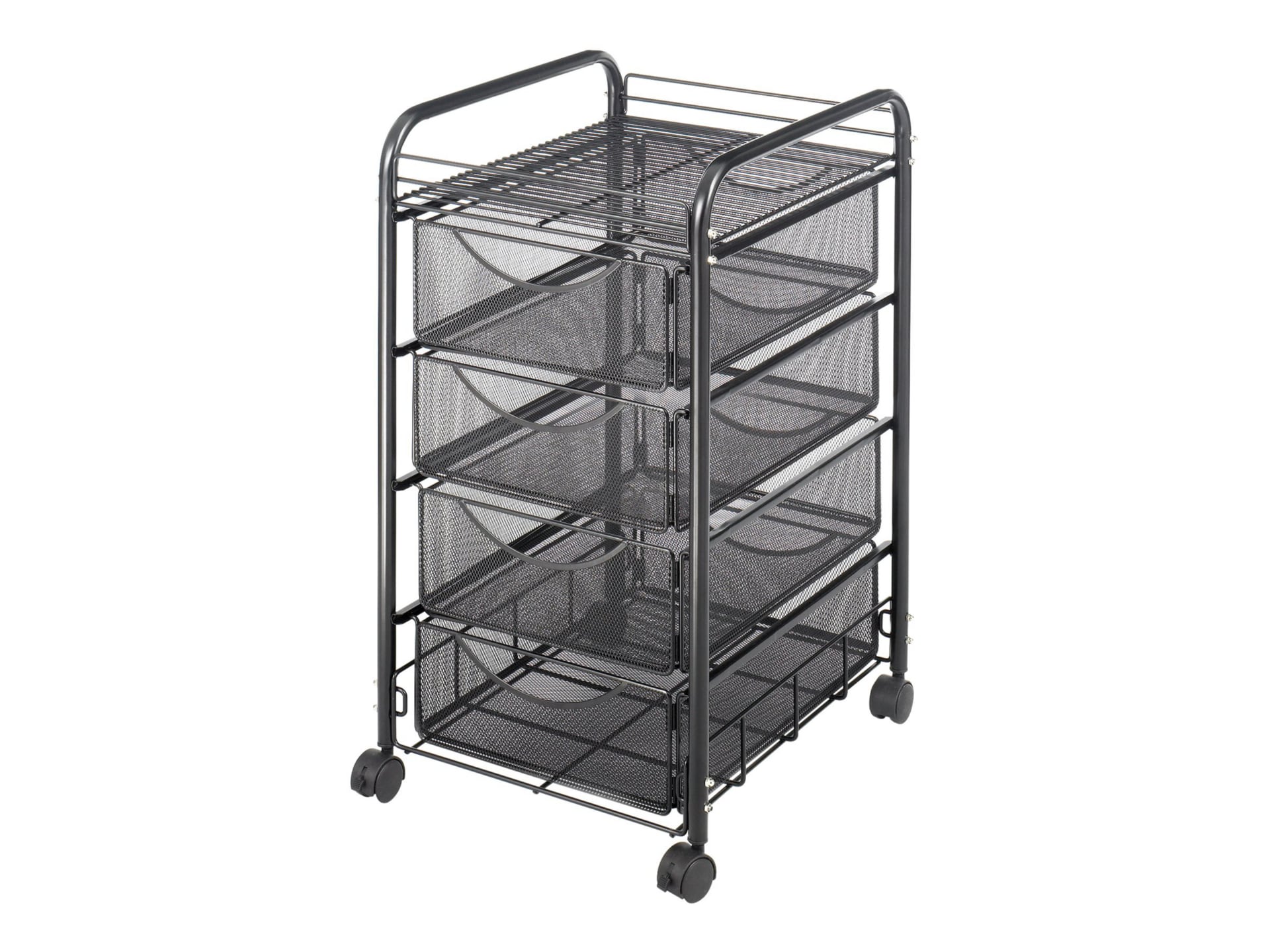 Safco Onyx Mesh File Cart - trolley - 4 drawers - 1 shelves - black