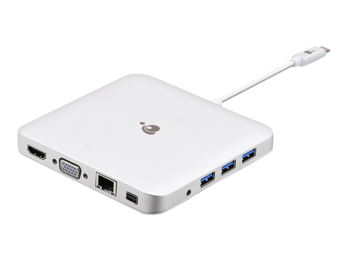 IOGEAR USB-C Compact Docking Station with Power Delivery Pass-Thru - docking station - HDMI, Mini DP