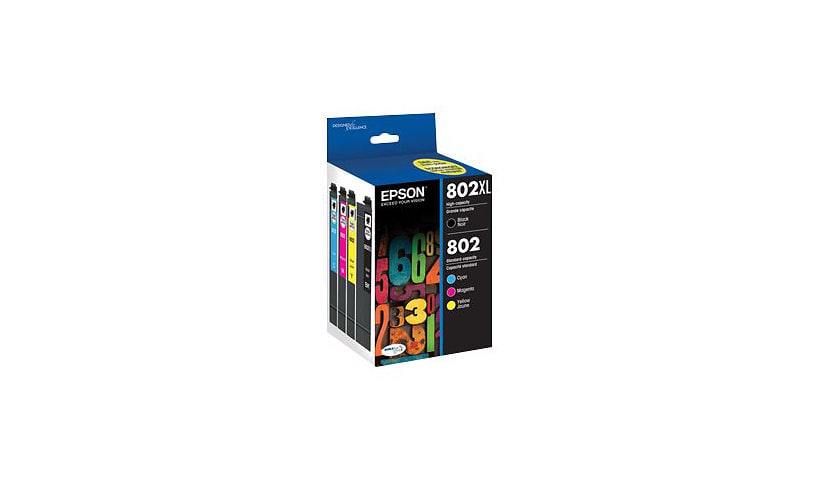 Epson 802/802XL - 4-pack - Hight Capacity (black) + Standard Capacity - black, yellow, cyan, magenta - original - ink