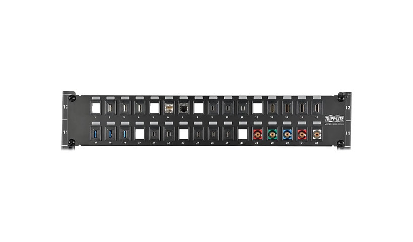 Tripp Lite 32-Port 2U Rack-Mount Unshielded Blank Keystone/Multimedia Patch Panel, RJ45 Ethernet, USB, HDMI, Cat5e/6 -