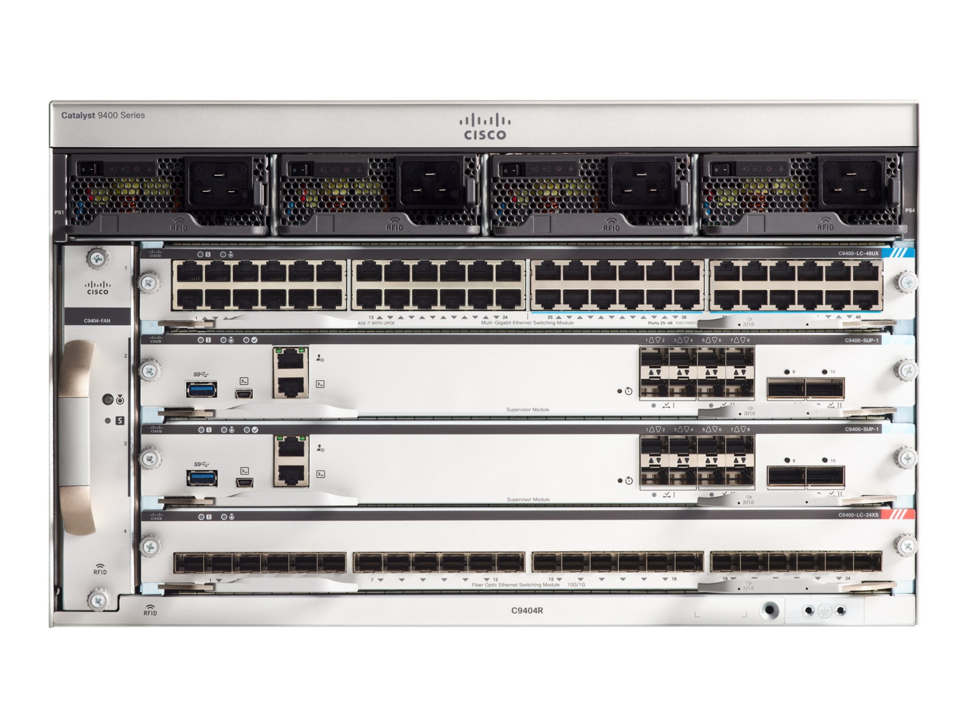Cisco Catalyst 9404R - switch - rack-mountable - with Cisco Catalyst 9400 DNA Essential License, Cisco Catalyst 9400