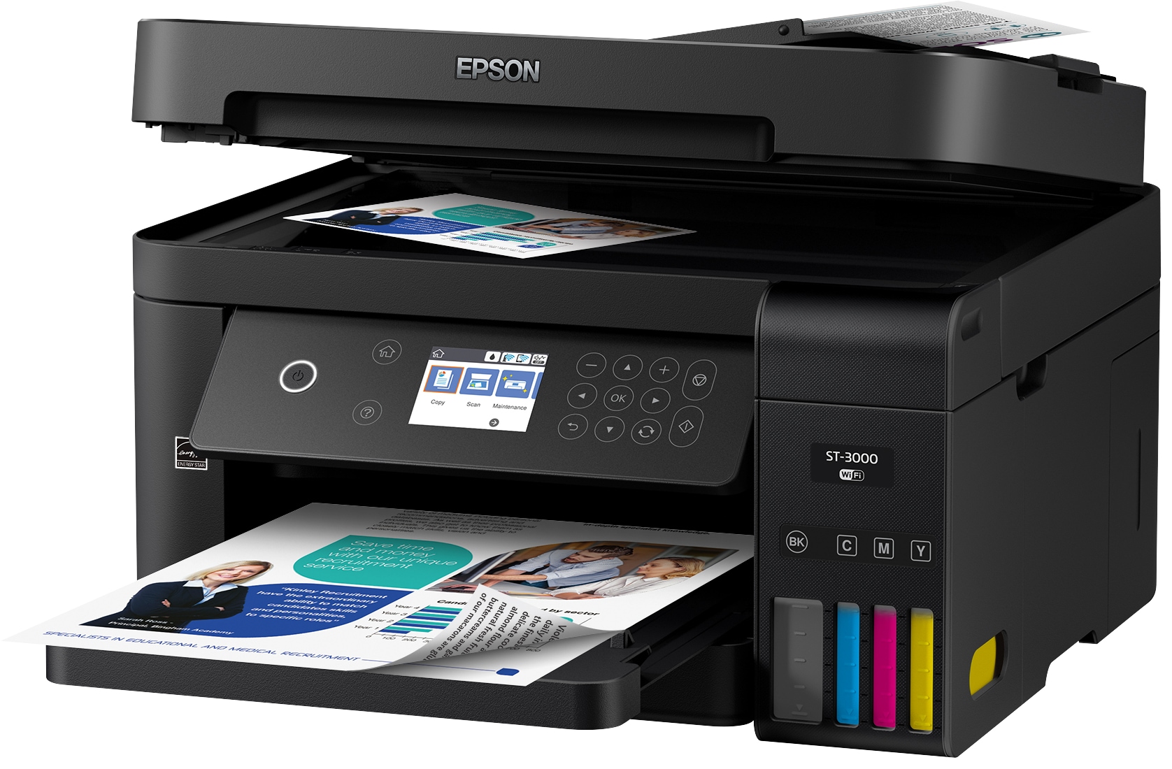 Epson WorkForce ST-3000 EcoTank Color MFP Supertank Printer - multifunction printer - color