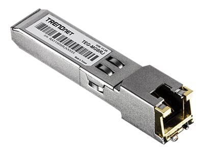 TRENDnet SFP to RJ45 1000BASE-T Copper SFP Module; TEG-MGBRJ; 100m (328 Ft.); RJ45 Connector; Hot Pluggable; Supports