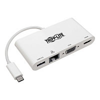 Tripp Lite USB C Docking Station Adapter Converter Thunderbolt 3 Compatible 4K HDMI VGA Gbe USB-A Hub White - docking