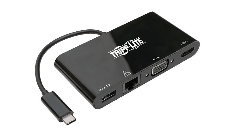 Tripp Lite USB 3.1 Gen 1 USB-C Adapter Converter Thunderbolt 3 Compatible 4K @ 30Hz - HDMI, VGA, USB-A Hub Port and