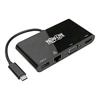 Tripp Lite USB C Docking Station Adapter 4K HDMI VGA Gbe USB-A Hub Black