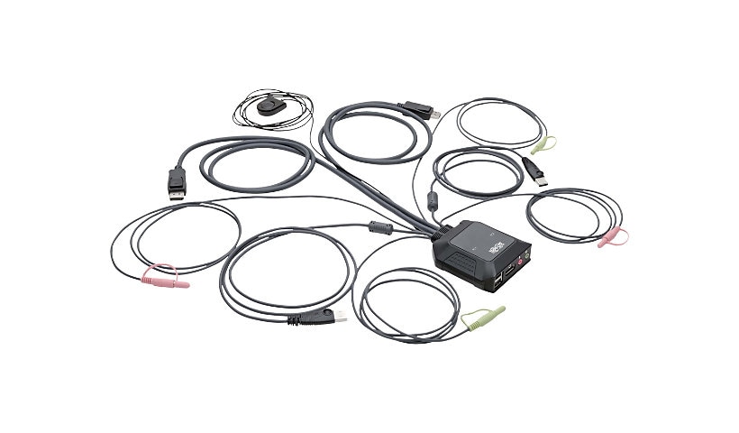 Tripp Lite 2-Port DisplayPort 1.1/USB KVM Switch with Audio/Video, Built-In Cables, USB Peripheral Sharing - KVM / audio