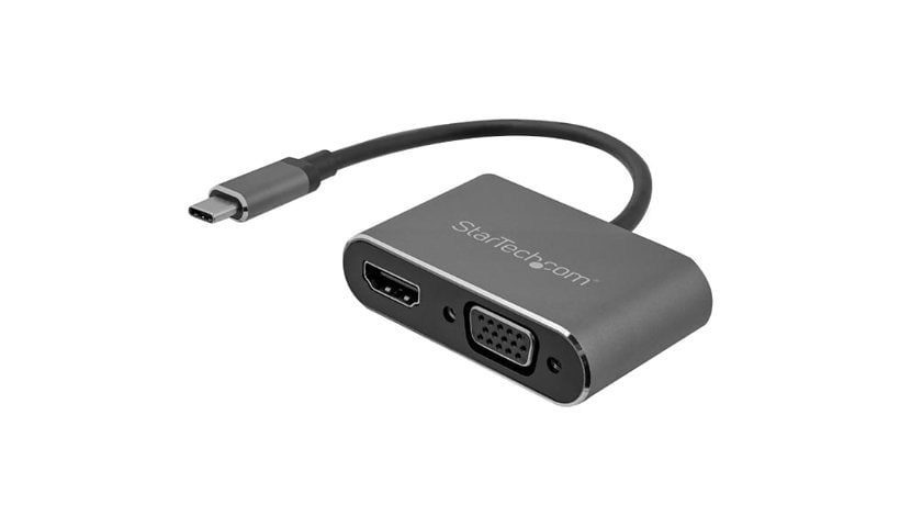 StarTech.com USB C to VGA and HDMI Adapter - Aluminum - USB-C Multiport