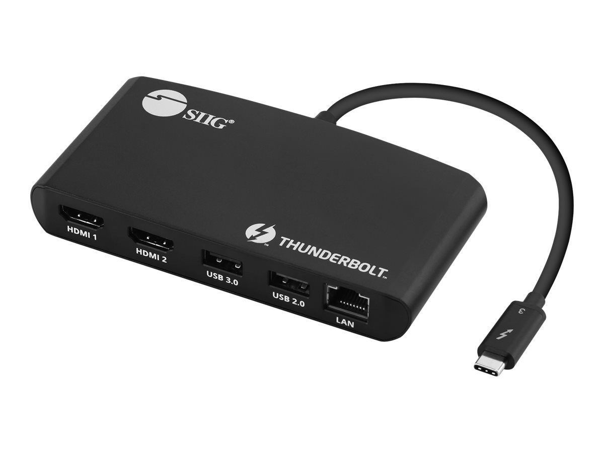 SIIG Thunderbolt 3 to Dual HDMI Video Hub LAN Dock - docking station - Thun