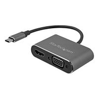 StarTech.com USB C to VGA and HDMI Adapter - Aluminum - USB-C Multiport Adapter - 6 in / 15,24 cm Built-In Cable
