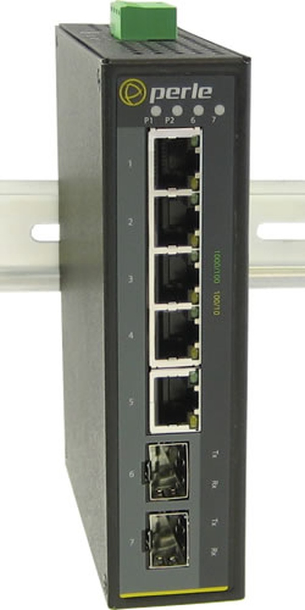 Perle 5x 10/100/1000Base-T 2x SFP Unmanaged Industrial Ethernet Switch